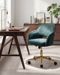 Beliani Desk Chair Ember Chenille Dark Green - thumbnail 2