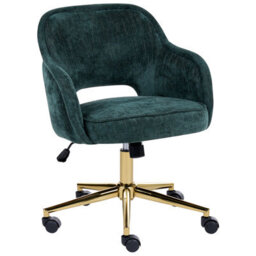 Beliani Desk Chair Ember Chenille Dark Green - thumbnail 4