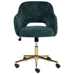 Beliani Desk Chair Ember Chenille Dark Green - thumbnail 5