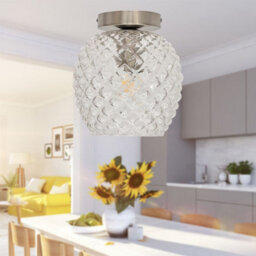 First Choice Lighting Set Of 2 Baine - Textured Glass Satin Nickel Ceiling Light Fittings - thumbnail 5