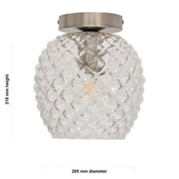 First Choice Lighting Set Of 2 Baine - Textured Glass Satin Nickel Ceiling Light Fittings - thumbnail 6