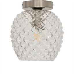 First Choice Lighting Set Of 2 Baine - Textured Glass Satin Nickel Ceiling Light Fittings - thumbnail 2