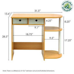 Walplus Furinno Go Green Home Laptop Notebook Computer Desk/table, Beech/ivory/white - thumbnail 2