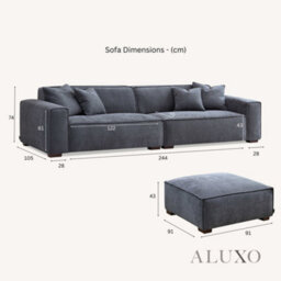 Aluxo Dakota Boucle Modern 4 Seater Sofa Set Midnight Black Medium Duck Feather - thumbnail 6