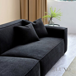 Aluxo Dakota Boucle Modern 4 Seater Sofa Set Midnight Black Medium Duck Feather - thumbnail 4