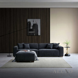 Aluxo Dakota Boucle Modern 4 Seater Sofa Set Midnight Black Medium Duck Feather - thumbnail 1