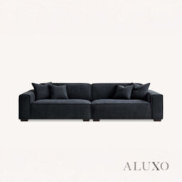 Aluxo Dakota Boucle Modern 4 Seater Sofa Set Midnight Black Medium Duck Feather - thumbnail 7