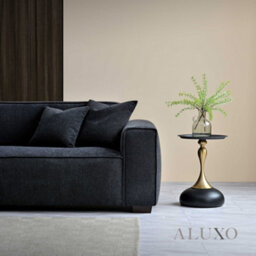 Aluxo Dakota Boucle Modern 4 Seater Sofa Set Midnight Black Medium Duck Feather - thumbnail 3