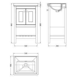 Dezine Colorado 500mm Cool Grey 0 Tap Hole Floorstanding Vanity Unit - thumbnail 3