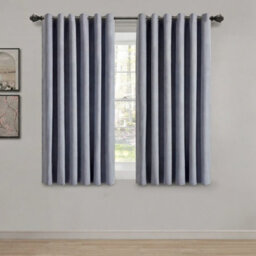 Aspire Homeware Grey Linen 100% Blackout Curtain Thermal Insulated Eyelet Curtain Pair (W)168Cm X (D)137Cm With Tie Back