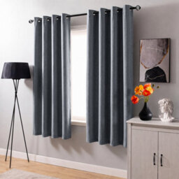 Aspire Homeware Grey Linen 100% Blackout Curtain Thermal Insulated Eyelet Curtain Pair (W)168Cm X (D)137Cm With Tie Back - thumbnail 9