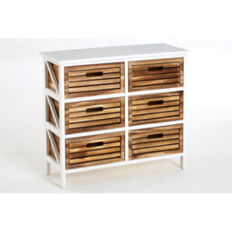 Orsina White And Natural 6 Drawer Chest, Contemporary Drawer Chest, 6 Drawers Unit, White 6 Drawer Chest Dresser - thumbnail 2