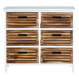 Orsina White And Natural 6 Drawer Chest, Contemporary Drawer Chest, 6 Drawers Unit, White 6 Drawer Chest Dresser