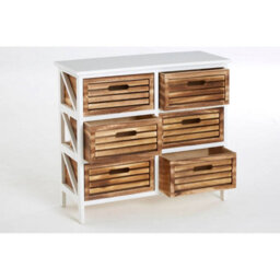 Orsina White And Natural 6 Drawer Chest, Contemporary Drawer Chest, 6 Drawers Unit, White 6 Drawer Chest Dresser - thumbnail 3