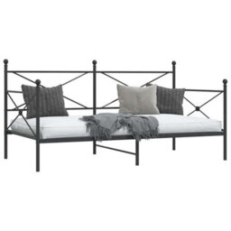 Berkfield Day Bed Without Mattress Black 100X200 Cm Steel - thumbnail 4