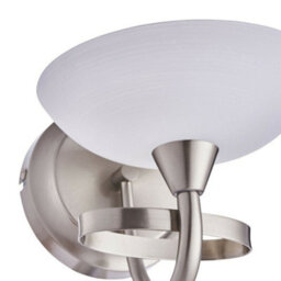 Dimming Led Wall Light Satin Chrome & White Lined Glass Vintage Lamp Fitting - thumbnail 3