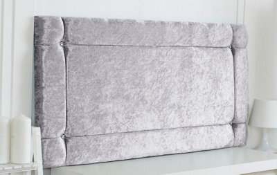 "Adore Designs Italia Crushed Velvet 6Ft Super King 20"" Headboard -  Grey"