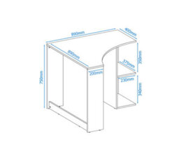 Alphason Dorel Home Chesil Office Writing Desk White - thumbnail 6
