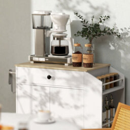 Wyld Haus Semi-Wood White Rolling Kitchen Island With Drawer, 3-Tier Spice Rack And Towel Rail - thumbnail 9