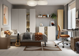 Arte Compact Cashmere & Oak Sideboard H910mm W1060mm D420mm - Modern Design With 2 Doors & 4 Shelves - thumbnail 4