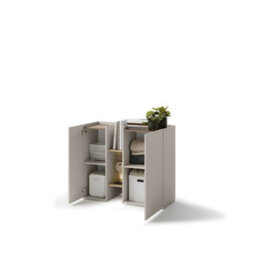 Arte Compact Cashmere & Oak Sideboard H910mm W1060mm D420mm - Modern Design With 2 Doors & 4 Shelves - thumbnail 3