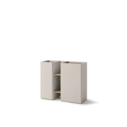 Arte Compact Cashmere & Oak Sideboard H910mm W1060mm D420mm - Modern Design With 2 Doors & 4 Shelves - thumbnail 1