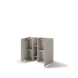 Arte Compact Cashmere & Oak Sideboard H910mm W1060mm D420mm - Modern Design With 2 Doors & 4 Shelves - thumbnail 2