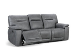 3 Seater Manual Recliner Sofa In Grey Faux Leather - thumbnail 5