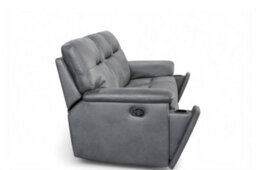3 Seater Manual Recliner Sofa In Grey Faux Leather - thumbnail 4