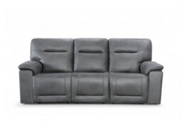 3 Seater Manual Recliner Sofa In Grey Faux Leather - thumbnail 7