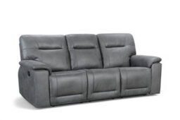 3 Seater Manual Recliner Sofa In Grey Faux Leather - thumbnail 6