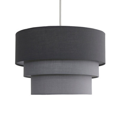 Valuelights Aztec 3 Tier Charcoal Fabric Ceiling Light Shade And Bulb (D)30Cm - image 1