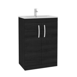 Royal Bathrooms Turin Hale Black 600mm Floor Standing Vanity Unit 2 Door With Minimalist Basin Sink - thumbnail 6