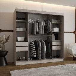 Arten Modena 200Cm Cashmere Mirrored Sliding Wardrobe For Soft, Spacious Neutral Storage - thumbnail 3