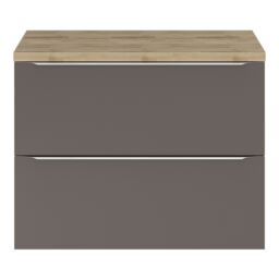 GoodHome Imandra Gloss Anthracite Wall-Mounted Bathroom Vanity Unit (H) 600mm (W) 800mm - thumbnail 3