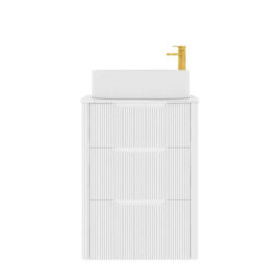 Royal Bathrooms Avenza 600mm Matt White Floor Standing Countertop Bathroom Vanity Unit 3 Drawer With Peak Basin - thumbnail 6