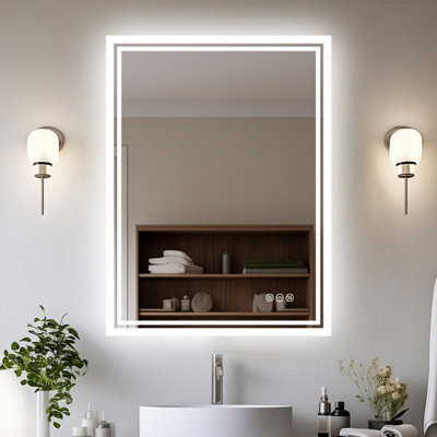 Luvodi 80X60Cm Led Bathroom Mirror Changing Lights Color Vanity Makeup Dimmable Antifog - image 1