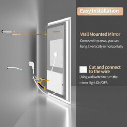 Luvodi 80X60Cm Led Bathroom Mirror Changing Lights Color Vanity Makeup Dimmable Antifog - thumbnail 9