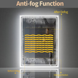 Luvodi 80X60Cm Led Bathroom Mirror Changing Lights Color Vanity Makeup Dimmable Antifog - thumbnail 3