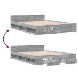 Berkfield Bed Frame With Drawers Without Mattress Grey Sonoma 120X190 Cm Small Double - thumbnail 7