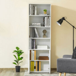 Homcom 2 Door 4 Shelves Bookcase Wooden Storage Cabinet Display Unit White - thumbnail 7