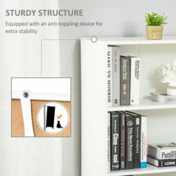 Homcom 2 Door 4 Shelves Bookcase Wooden Storage Cabinet Display Unit White - thumbnail 5