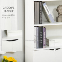 Homcom 2 Door 4 Shelves Bookcase Wooden Storage Cabinet Display Unit White - thumbnail 6