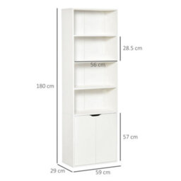 Homcom 2 Door 4 Shelves Bookcase Wooden Storage Cabinet Display Unit White - thumbnail 3