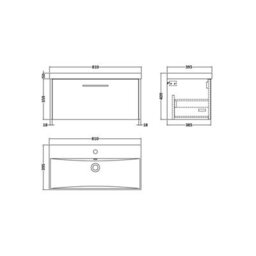 Balterley Winshill Contemporary 1 Drawer Wall Hung Vanity Unit With Thin Edge Basin, Metallic Slate, 800mm - thumbnail 5