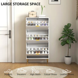 Homcom Slim Shoe Storage Cabinet With 3 Flip Drawers For Hallway, White - thumbnail 5