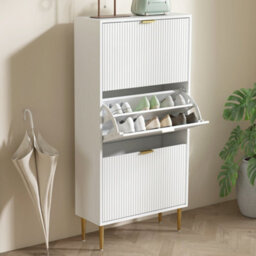 Homcom Slim Shoe Storage Cabinet With 3 Flip Drawers For Hallway, White - thumbnail 9