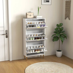 Homcom Slim Shoe Storage Cabinet With 3 Flip Drawers For Hallway, White - thumbnail 8