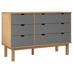 Berkfield Classic Drawer Cabinet Otta Brown&grey 111X43X73.5Cm Solid Wood Pine