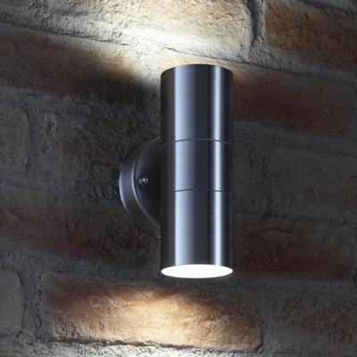 Auraglow Stainless Steel Up & Down Outdoor Wall Light - Cool White - image 1